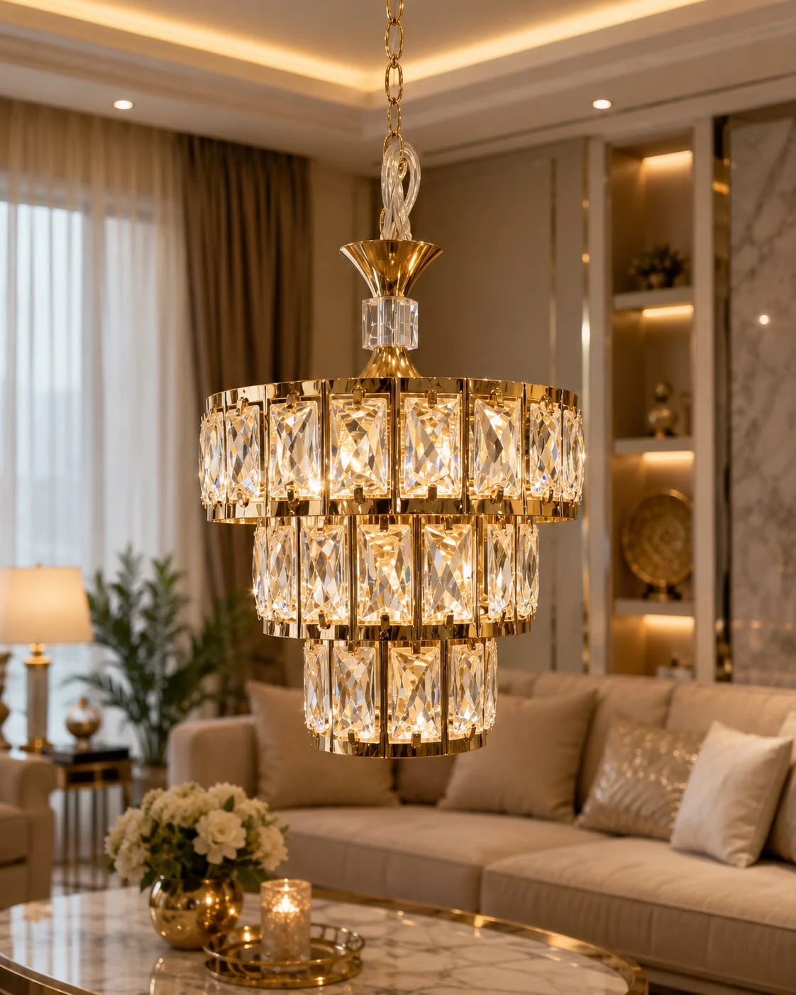 Suspension Cristal Étagée Compacte