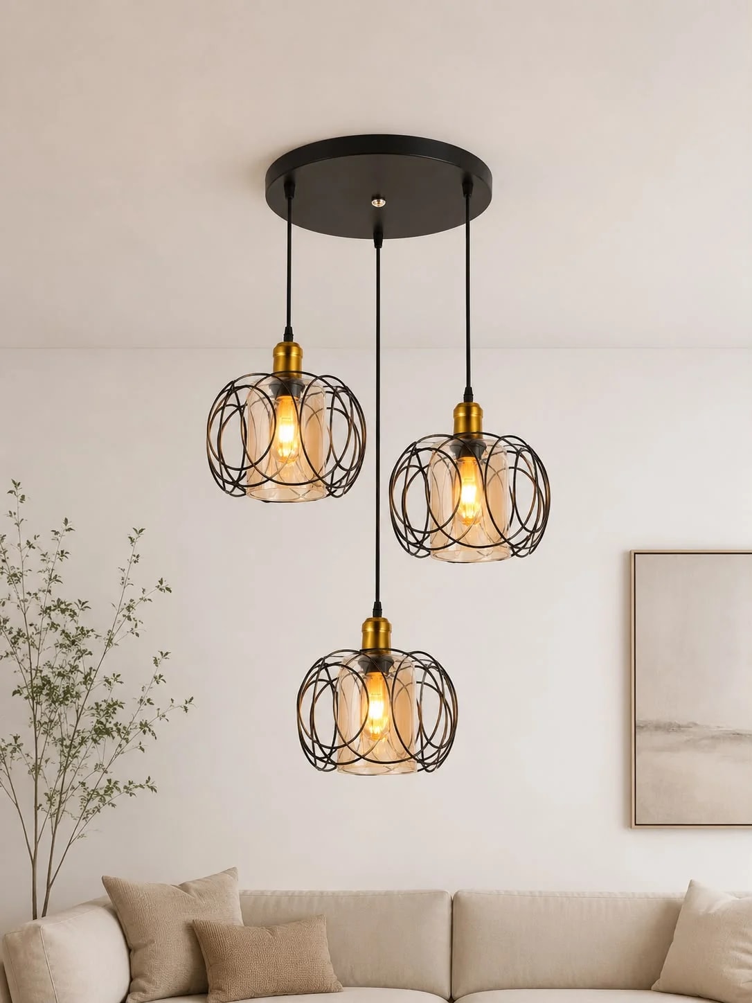 Suspension Trio Anneaux Tissés