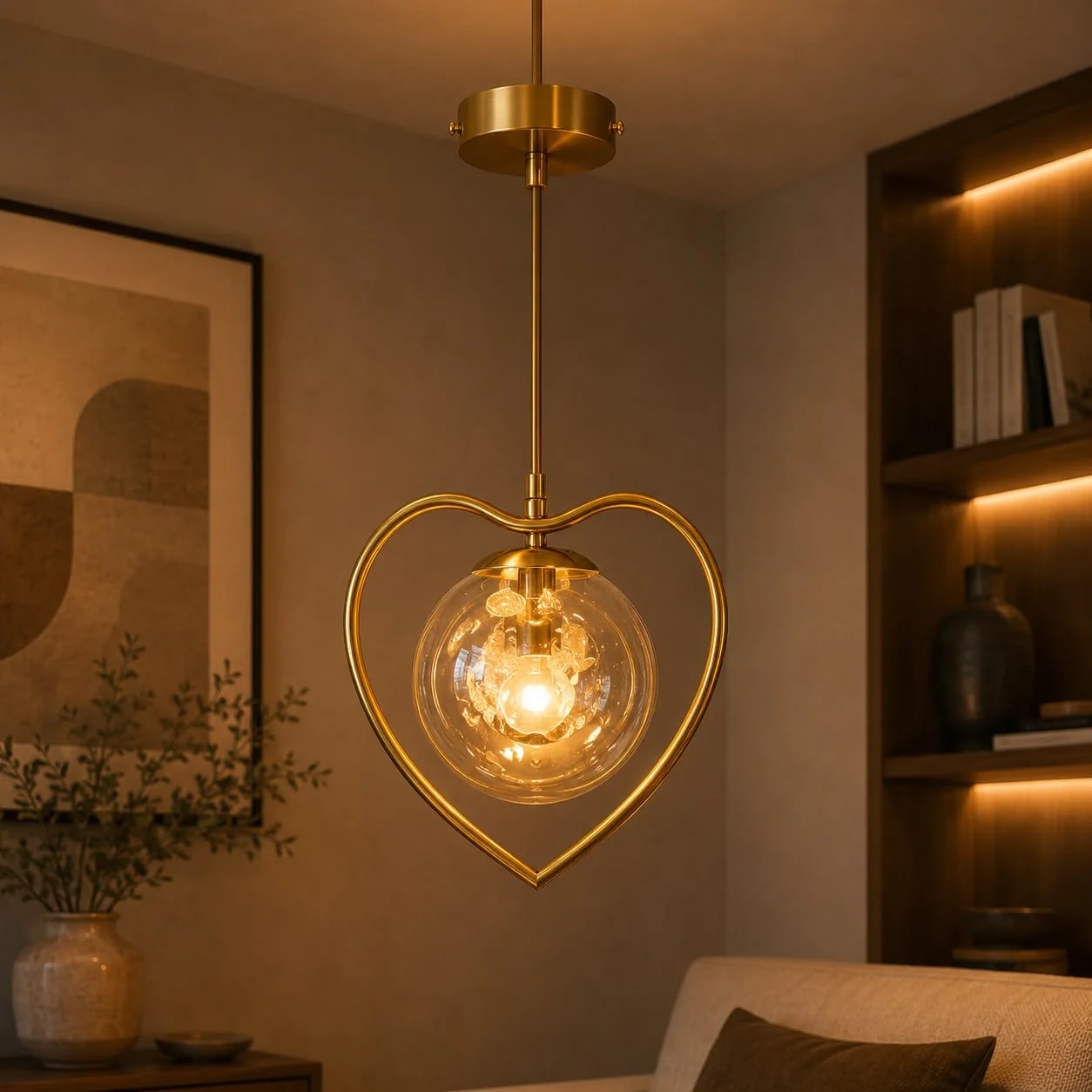 Suspension Globe Cœur Cristal